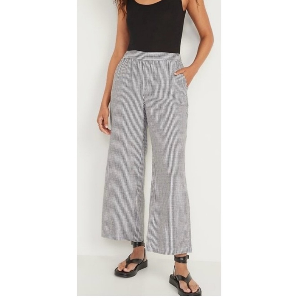 Old Navy pinstripe linen blend Wide Leg Pants